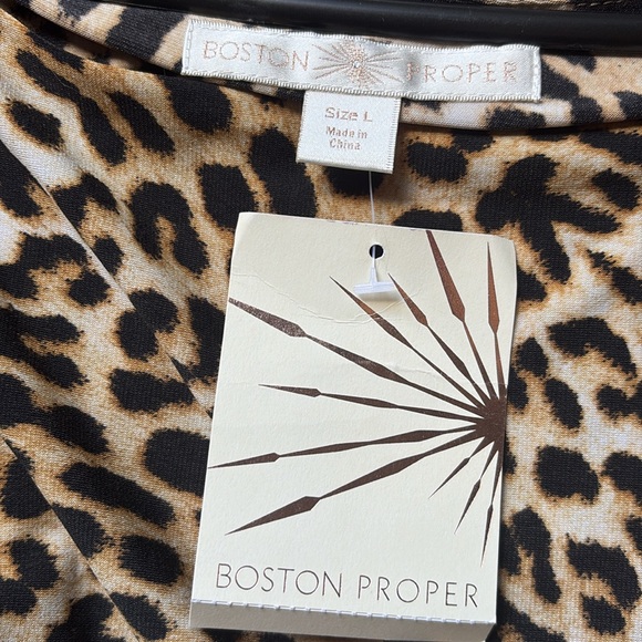 Boston Proper Leopard Print Dress with Chain Embellishments - Dolman Sleeves lge - Picture 3 of 3